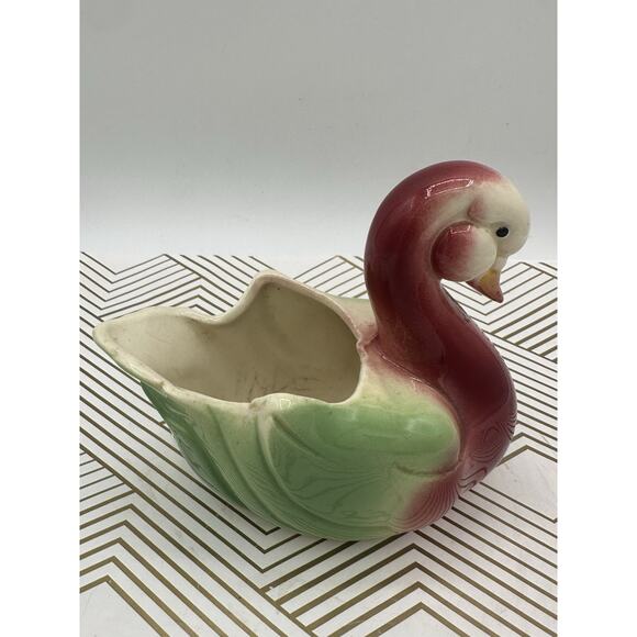 VTG 1950's Mid Century Swan Duck Ceramic Planter 5" x 6" - Picture 4 of 7